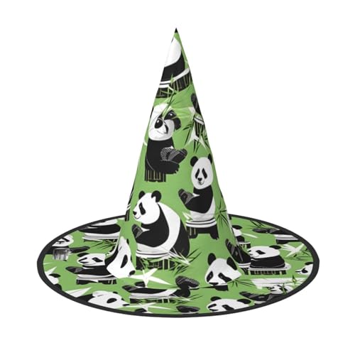 Zhuanyun Panda Bambus Druck Halloween Hut Halloween Kostüm Zubehör Kopfschmuck Party Zubehör Hexenhut von Zhuanyun
