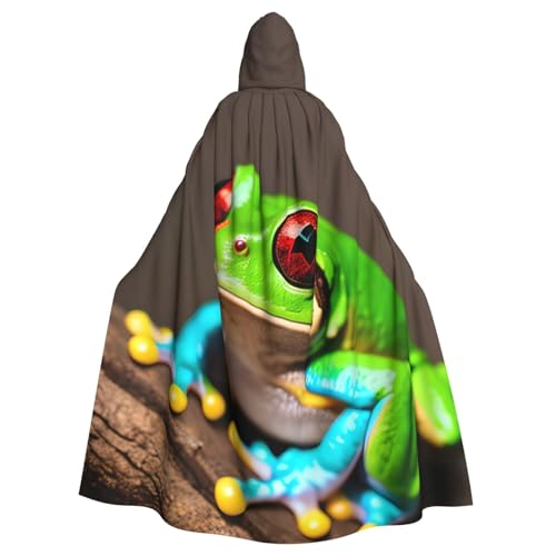 Zhuanyun Rote Augen Baum Frösche Druck Kapuzenumhang Karneval Cosplay Kostüme Bühnenkostüme Maskerade Mottoparty Zubehör von Zhuanyun