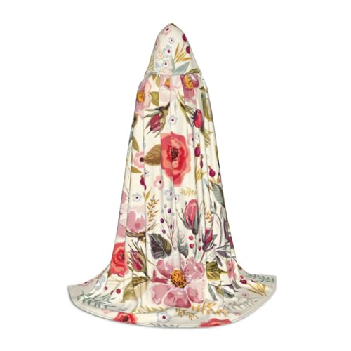 Zhuanyun Rustikaler Rosen-Blumendruck, Kapuzenumhang, Hexenumhang mit Kapuze für Damen und Herren, passend für Karneval, Cosplay, Kostümpartys Zhuanyun Rustikaler Rosen-Blumendruck, Kapuzenumhang, Hexenumhang mit Kapuze für Damen und Herren, passend für Karneval, Cosplay, Kostümpartys von Zhuanyun
