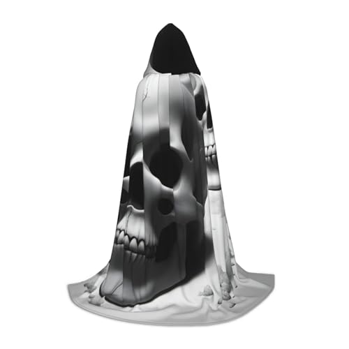 Zhuanyun Schwarz-weißer Totenkopf-Druck, Kapuzenumhang Hexenumhang mit Kapuze für Damen und Herren, passend für Karneval, Cosplay, Kostümpartys Zhuanyun Schwarz-weißer Totenkopf-Druck, Kapuzenumhang Hexenumhang mit Kapuze für Damen und Herren, passend für Karneval, Cosplay, Kostümpartys von Zhuanyun