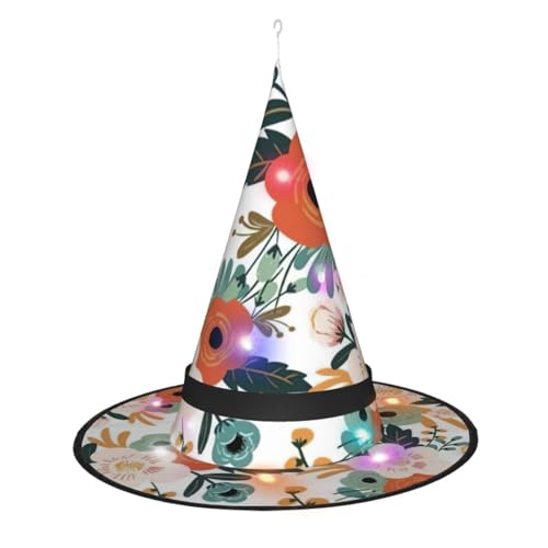 Zhuanyun Spitzhut mit Frühlingsblumendruck, Halloween-Hexenhut, Hexenhut, Hexe, Cosplay-Zubehör Zhuanyun Spitzhut mit Frühlingsblumendruck, Halloween-Hexenhut, Hexenhut, Hexe, Cosplay-Zubehör von Zhuanyun