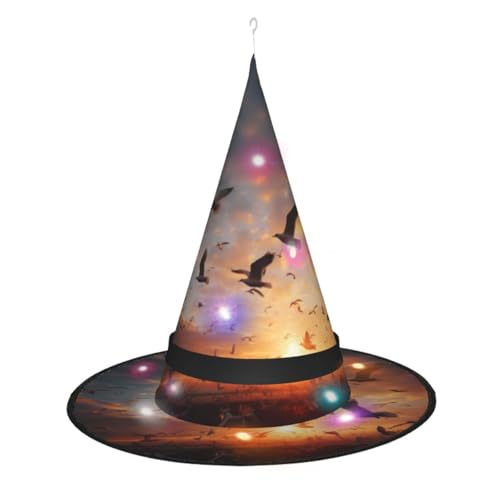 Zhuanyun Spitzhut mit Vogelaufdruck, Halloween-Hexenhut, Hexenhut, Hexe, Cosplay-Zubehör von Zhuanyun