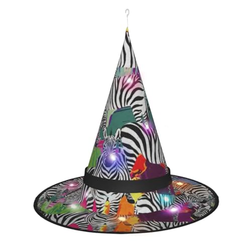 Zhuanyun Spitzhut mit Zebramuster, Halloween-Hexenhut, Hexenhut, Hexe, Cosplay-Zubehör von Zhuanyun