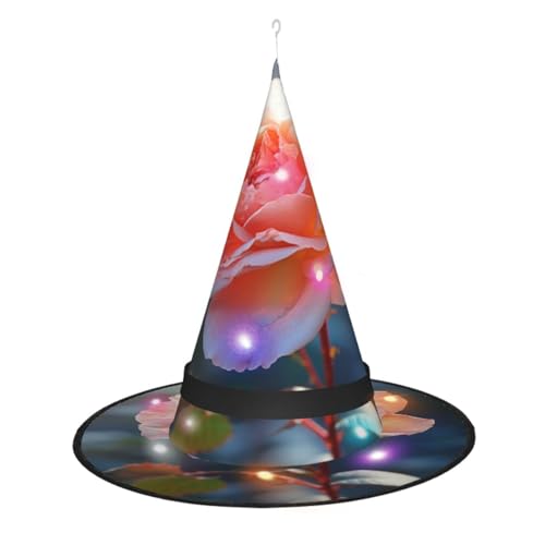 Zhuanyun Spitzhut mit rosafarbenem Rosenaufdruck, Halloween-Hexenhut, Hexenhut, Hexe, Cosplay-Zubehör Zhuanyun Spitzhut mit rosafarbenem Rosenaufdruck, Halloween-Hexenhut, Hexenhut, Hexe, Cosplay-Zubehör von Zhuanyun
