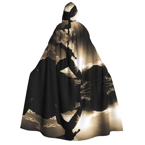Zhuanyun Umhang mit Kapuze für Erwachsene, Motiv: Silhouetten von Kampfsportarten, Uni, 150 cm, für Rollenspiele Zhuanyun Umhang mit Kapuze für Erwachsene, Motiv: Silhouetten von Kampfsportarten, Uni, 150 cm, für Rollenspiele von Zhuanyun