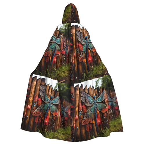 Zhuanyun Umhang mit Libellenzaun-Druck, Halloween-Kapuzenumhang, Polyester-Kapuzenumhang, passend für alle Gelegenheiten von Zhuanyun