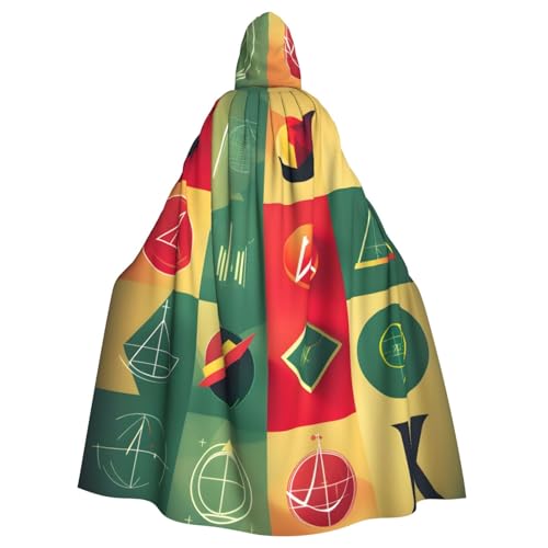 Zhuanyun Umhang mit Schulmathematik-Symbolen, Halloween-Kapuzenumhang, Polyester-Kapuzenumhang, passend für alle Gelegenheiten von Zhuanyun