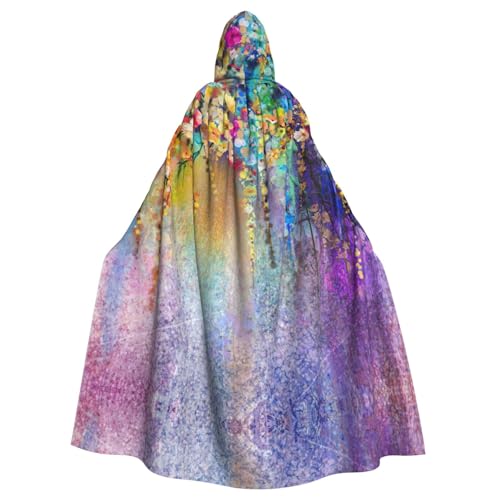 Zhuanyun Umhang mit abstraktem violettem Weinblumendruck, Halloween-Kapuzenumhang, Polyester-Kapuzenumhang, passend für alle Gelegenheiten von Zhuanyun