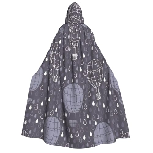 Zhuanyun Uni Umhang mit Heißluftballon-Aufdruck, mit Kapuze, 150 cm, geeignet für Rollenspiele von Zhuanyun