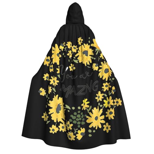 Zhuanyun Uni-Umhang mit Kapuze für Erwachsene, Motiv: wilde Gänseblümchen, 150 cm, geeignet für Rollenspiele von Zhuanyun