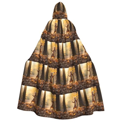 Zhuanyun Uni-Umhang mit Kapuze und Eichhörnchen-Druck, 150 cm, geeignet für Rollenspiele von Zhuanyun