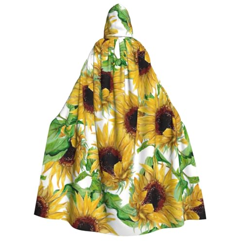 Zhuanyun Uni Umhang mit Kapuze und Sonnenblumen-Druck, 150 cm, für Rollenspiele Zhuanyun Uni Umhang mit Kapuze und Sonnenblumen-Druck, 150 cm, für Rollenspiele von Zhuanyun