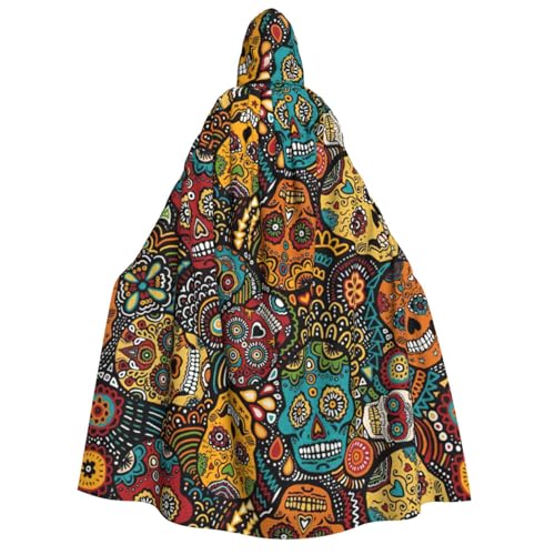 Zhuanyun Uni Umhang mit Kapuze und Totenköpfen, 150 cm, geeignet für Rollenspiele von Zhuanyun