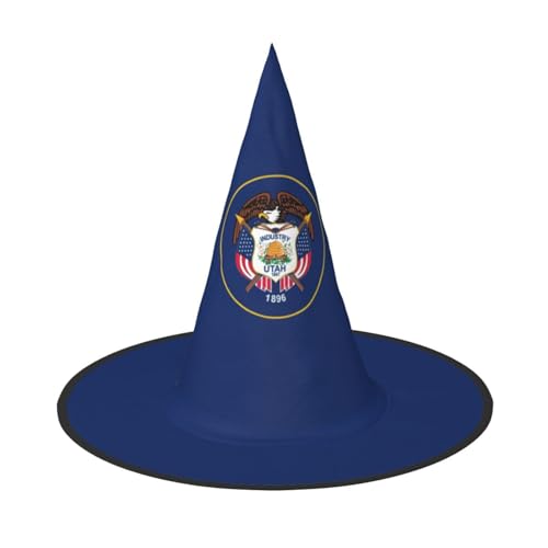 Zhuanyun Utah-Flaggen-Druck, Halloween-Hut, Halloween-Kostüm, Zubehör, Kopfschmuck, Partyzubehör, Hexenhut von Zhuanyun
