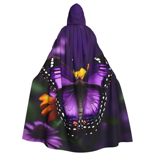 Zhuanyun Violetter Schmetterlings- und Blumen-Umhang, Halloween-Kapuzenumhang, Polyester-Kapuzenumhang, passend für alle Gelegenheiten Zhuanyun Violetter Schmetterlings- und Blumen-Umhang, Halloween-Kapuzenumhang, Polyester-Kapuzenumhang, passend für alle Gelegenheiten von Zhuanyun