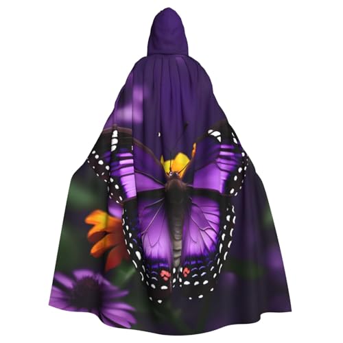 Zhuanyun Violetter Schmetterlings- und Blumen-Umhang, Halloween-Kapuzenumhang, Polyester-Kapuzenumhang, passend für alle Gelegenheiten Zhuanyun Violetter Schmetterlings- und Blumen-Umhang, Halloween-Kapuzenumhang, Polyester-Kapuzenumhang, passend für alle Gelegenheiten von Zhuanyun