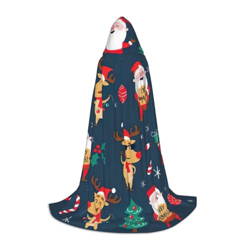 Zhuanyun Weihnachtsmann Weihnachtsdruck Kapuzenumhang Hexenumhang mit Kapuze für Damen und Herren passend für Karneval Cosplay Kostüm Partys von Zhuanyun