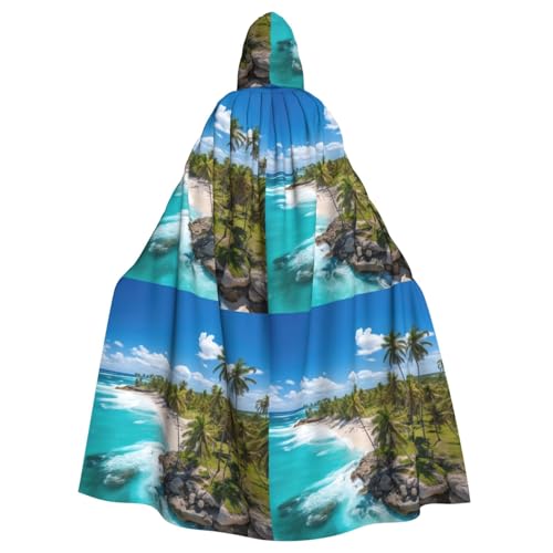Zhuanyun Weißer Strand-Aufdruck, Kapuzenumhang, Karneval, Cosplay, Bühnenkostüme, Maskerade, Mottoparty-Zubehör von Zhuanyun