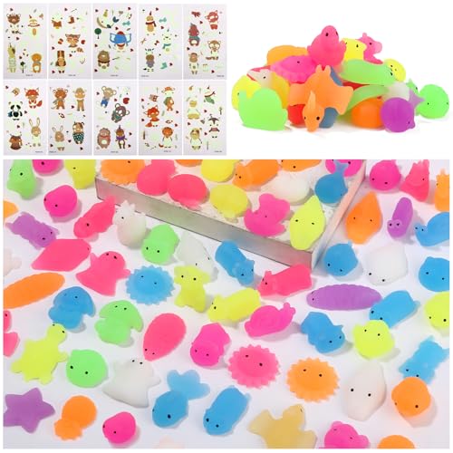 Zhufas Squishy Kawaii Set of 120 Stück Mini Mochi squishies, Nettes Fudge -Spielzeug, Osterei -Füllung, geeignet für Partygeschenke, Klassenzimmerbelohnungen, Weihnachten, Kindertag von Zhufas