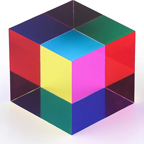 ZhuoChiMall CMY Mixing Color Cube, 40 mm (1,57 Zoll) Acrylwürfelprisma, CMYcube für Heim- oder Bürodekoration, STEM/STEAM-Spielzeug, Science Learning Cube von ZhuoChiMall