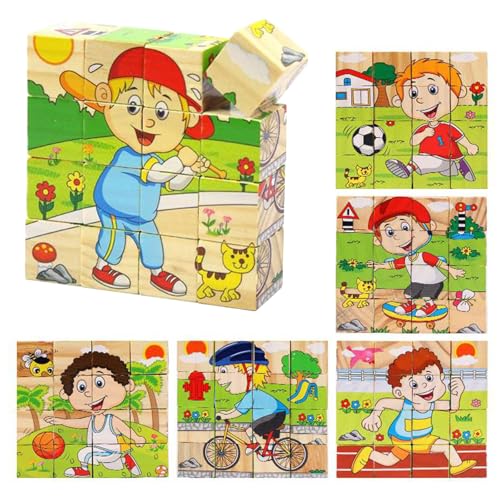 12×12cm Bewegung Würfelpuzzle Holz, mit 16 Würfel Holzspielzeug, für Kinder ab 3 Jahren, 3D Würfelpuzzle Puzzlespiele, Montessori Spielzeug, Lernspielzeug für Jungen und Mädchen 12×12cm Bewegung Würfelpuzzle Holz, mit 16 Würfel Holzspielzeug, für Kinder ab 3 Jahren, 3D Würfelpuzzle Puzzlespiele, Montessori Spielzeug, Lernspielzeug für Jungen und Mädchen von Zhuporn