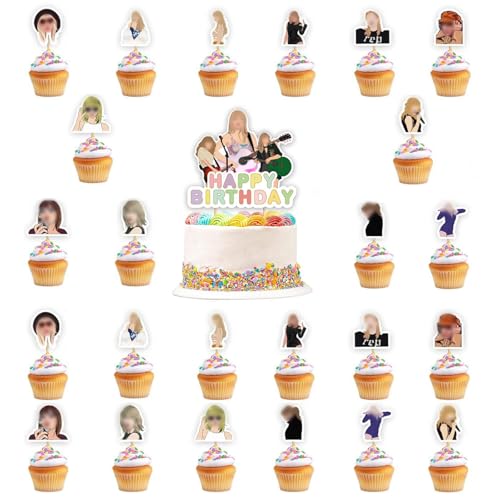 25 Stück Sänger Cupcake Toppers, Musik Sänger Tortendeko, Beliebte Sänger Geburtstag Deko, Happy Birthday Cake Topper, Kuchen Dekorationen für Musik Thema Party Fans Party Dekoration 25 Stück Sänger Cupcake Toppers, Musik Sänger Tortendeko, Beliebte Sänger Geburtstag Deko, Happy Birthday Cake Topper, Kuchen Dekorationen für Musik Thema Party Fans Party Dekoration von Zhuporn