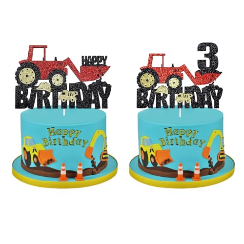 Bagger Tortendeko, 2 Stück Bagger Cake Topper, Bagger deko Kindergeburtstag 3 Jahre, Bagger Kuchen Deko, Happy Birthday Cake Topper, Bagger Kuchendekoration Geburtstag für Mädchen Junge Bagger Tortendeko, 2 Stück Bagger Cake Topper, Bagger deko Kindergeburtstag 3 Jahre, Bagger Kuchen Deko, Happy Birthday Cake Topper, Bagger Kuchendekoration Geburtstag für Mädchen Junge von Zhuporn