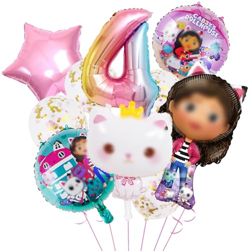 Geburtstag Luftballons Mädchen, 10 Stück Gabys Luftballons, Folienballon Gabys 4 Jahre, Doll House Kinder Ballons, Luftballon Katze Party Dekoration, Ballons Rund für Geburtstagsdeko Mädchen Geburtstag Luftballons Mädchen, 10 Stück Gabys Luftballons, Folienballon Gabys 4 Jahre, Doll House Kinder Ballons, Luftballon Katze Party Dekoration, Ballons Rund für Geburtstagsdeko Mädchen von Zhuporn