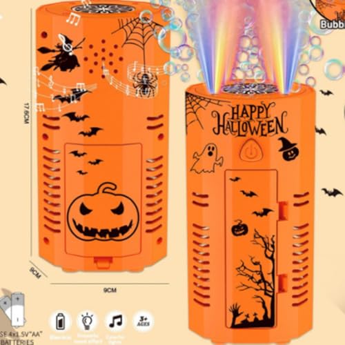 Halloween Feuerwerk Seifenblasenmaschine, 2-Packung 12-Loch-Design Automatischer Feuerwerk Seifenblasenhersteller mit Lichtern und abschaltbarem Sound für Kindergeburtstag Hochzeit Party von Zhwidnerso