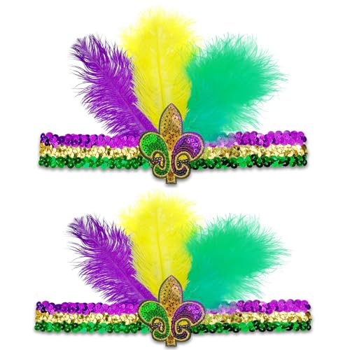 Zhzrche Fascinator mit Federn, für New Orleans, Maskerade, Party, Fascinator, Fascinator, Cocktail-Kopfbedeckung, 2 Stück von Zhzrche