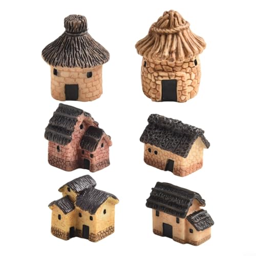 Entzückende 6-teilige Miniatur-Dorf-Hütten-Figuren für kreative Feengarten und Innendekoration von ZiStarlilife