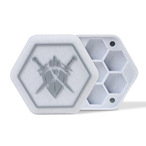 Würfelbox Polyedrische Würfelbox – Hartschale aus PLA mit weißem Marmor-Effekt – 13 verfügbare Klassen, Behälter für DND, GDR, TTRPG – Ziago's Creations (Fighter) von Ziago's Creations