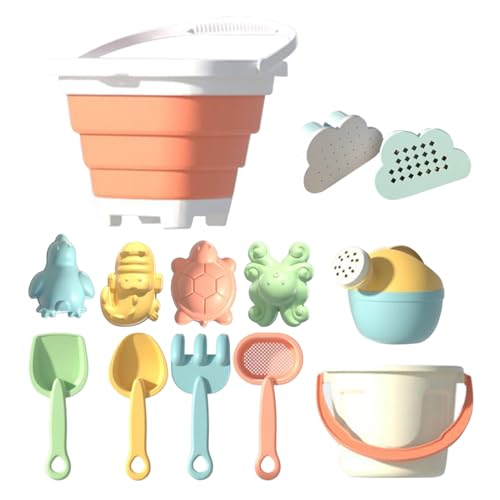 Strandspielzeug Set Für Kinder - 13pcs Reisen Sandspielzeug STR and Sandspielzeug Kit Mit Eimern, Wasserdosen, Schaufeln, Rakes, Meeretierformen Spielen Sandwerkzeuge Für Kinder jun gen Mädchen von Zibeem