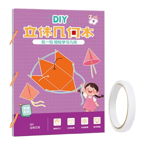Zibeem 3D Geometrie Lernbuch | Ziehfaden 3D Geometrische Formen Spielzeug Mathebuch,Pädagogisches Spielzeug Räumliches Denken Für Kinder Klassenraum Anfänger Reise & Gruppenlernen Homeschool von Zibeem