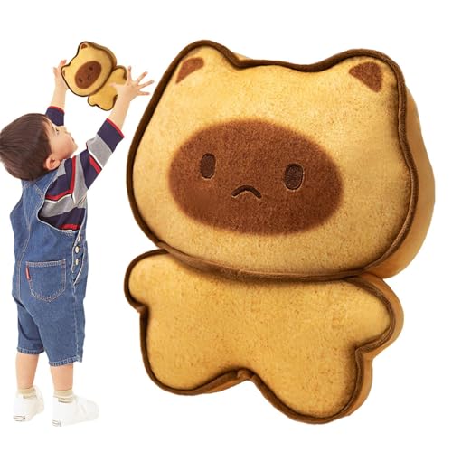 Zibeem Brotgefüllte Tier, Essen ausgestopftes Tier | Simulation Toast Cat Capybara Plüschspielzeug | Weich gefüllte Cartoon Doll Rucksackbeutel Anhänger Zimmer Kissen von Zibeem