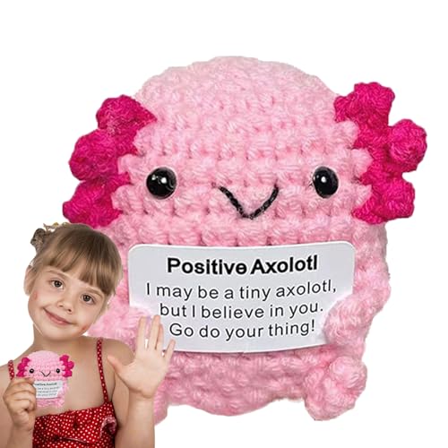 Zibeem Gehäkelter Axolotl, Handgefertigte Motivationspuppe, Deko Figur Für Teenager Studenten Erwachsene Reise Bett Wohnzimmer Schreibtisch Bücherregal Schminktisch Nachttisch Meditation von Zibeem