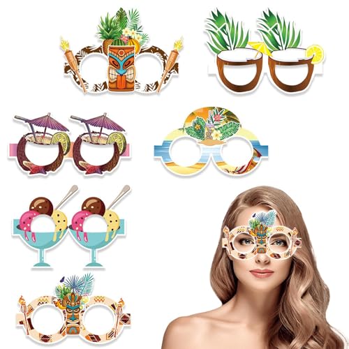 Zibeem Hawaiianische Themenbrille, Sonnenbrille - 6 Paar Papier Hawaiianische Brille - Kostümkleid Requisiten lustige Kinderparty Gefälligkeiten, motivzubehör Dekoration für Kinder Erwachsene, Pool Zibeem Hawaiianische Themenbrille, Sonnenbrille - 6 Paar Papier Hawaiianische Brille - Kostümkleid Requisiten lustige Kinderparty Gefälligkeiten, motivzubehör Dekoration für Kinder Erwachsene, Pool von Zibeem