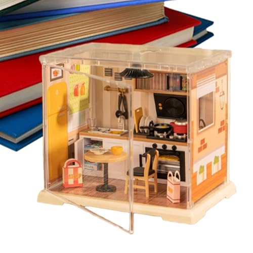 Zibeem Miniatur Haus Bausatz - Kleines Haus Baumodell Spielzeug Set | Miniatur Café Küchen Modell Bausatz Für Jugendliche Anzeigeschrank Zibeem Miniatur Haus Bausatz - Kleines Haus Baumodell Spielzeug Set | Miniatur Café Küchen Modell Bausatz Für Jugendliche Anzeigeschrank von Zibeem