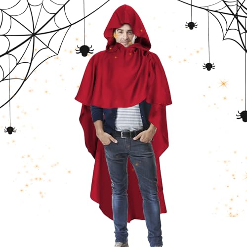 Zibeem Mittelalterlicher Umhang,Kapuzen Umhang für Halloween und Kostümpartys - Gothic Kostüm Herren für Halloween Party Cosplay Festival Bühne Ritter Mittelalter von Zibeem