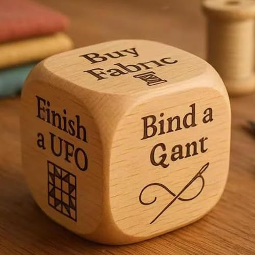 Zibeem Quilters Würfel - 6 -seitige Handgemachte Holz Quilters Entscheidungswürfel, Kreative Nähentscheidungen, Gravierte Entscheidungen, Die Mit Gravierten Quiltaufgaben Für Quiltprojekte Nähen von Zibeem
