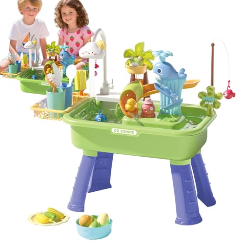 Zibeem Wasserspielplatz Für Kinder,Sand Und Wasser Spieltisch - Sinnesförderndes Lernspielzeug Mit Pumpe Für Zuhause Garten Förderung Der Hand-Augen-Koordination Spielspaß Draußen von Zibeem