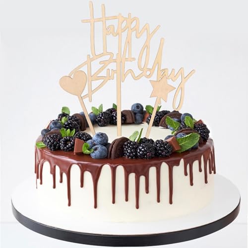 Cake Topper Happy Birthday - Festliches Happy Birthday Tortendeko | Ideal für Geburtstagsfeiern, Jubiläen & Feierlichkeiten | Perfekt für Geburtstags, Partyplaner & Geschenkgeber​ (Geburtstag) von Zidoley