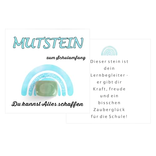 Mutstein Einschulung Geschenk Glückssteine Jungen, Schultüte Schulkind Geschenk, Grüner Mutstein + Grußkarte + Geschenkbox Blau, Schulanfang Schulstart Schultüte Füllung Geschenk (Grüner Stein) Mutstein Einschulung Geschenk Glückssteine Jungen, Schultüte Schulkind Geschenk, Grüner Mutstein + Grußkarte + Geschenkbox Blau, Schulanfang Schulstart Schultüte Füllung Geschenk (Grüner Stein) von Zidoley