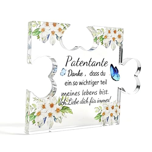 Patentante Geschenke, Patentante Fragen Geschenk, Acryl Puzzle, für Geburtstag Weihnachten Muttertag Patin Geschenk, Acryldekoration von Zidoley