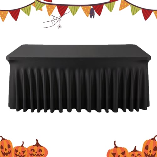 Rechteckiger Tischrock | Tischröcke für Halloween - dekorativer Faltenrock schwarz 183 cm für Halloween Babyparty Hochzeit Bankett Geburtstag Rechteckiger Tischrock | Tischröcke für Halloween - dekorativer Faltenrock schwarz 183 cm für Halloween Babyparty Hochzeit Bankett Geburtstag von Ziennhu