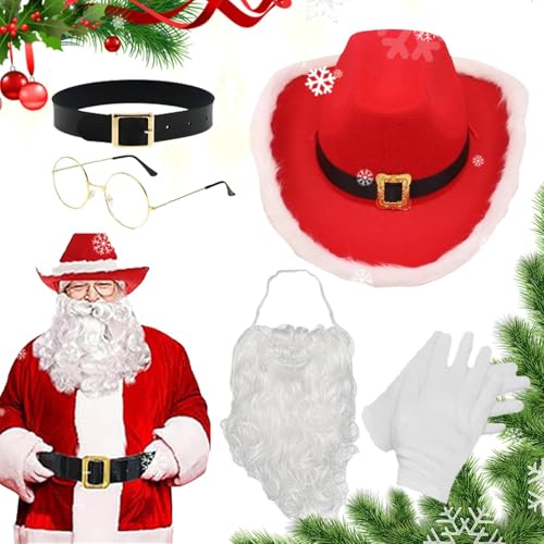 Weihnachtsmannanzug für Männer und Erwachsene, Weihnachtsmann-Kostüm, weißer Bart, goldene Brille, Handschuhe, Gürtel, roter Hut, Weihnachtsset für Cosplay, Fotozubehör, Bühnenauftritt, Halloween Weihnachtsmannanzug für Männer und Erwachsene, Weihnachtsmann-Kostüm, weißer Bart, goldene Brille, Handschuhe, Gürtel, roter Hut, Weihnachtsset für Cosplay, Fotozubehör, Bühnenauftritt, Halloween von Ziennhu