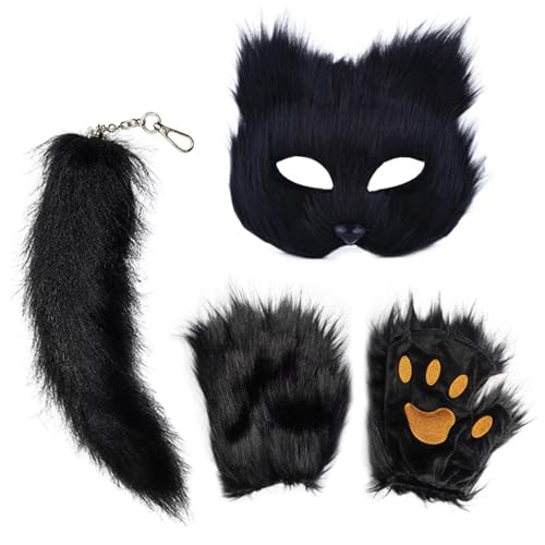 Ziennhu Halloween-Tiermaske,Tiermaske - Cosplay-Maske mit Schwanz und Handschuhen | Halloween-Maske für Karneval-Maskerade-Bühnenauftritt Ziennhu Halloween-Tiermaske,Tiermaske - Cosplay-Maske mit Schwanz und Handschuhen | Halloween-Maske für Karneval-Maskerade-Bühnenauftritt von Ziennhu
