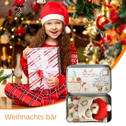 Ziennhu Taschenbär, Taschenbär- Weihnachtsplüschpuppe - Taschenbär-skarten-Set, Weihnachtsbox-Bär-Plüschpuppe, weiche Stoffpuppen-Plüschtiere für Kinder von Ziennhu