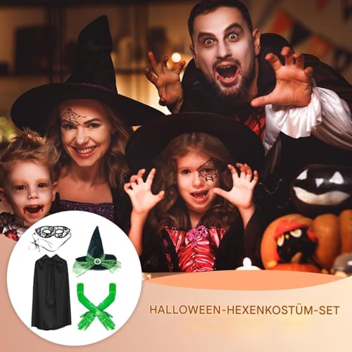 Ziennhu レディースウィキッドウィッチハロウィーンコスチューム - フード付きベロアケープ、魔女の帽子、緑のフェイスペイン|ハロウィーンのためのロングブラックグローブとレースの魔女帽子のドレスアップコストムーパーティーコスプレ Ziennhu レディースウィキッドウィッチハロウィーンコスチューム - フード付きベロアケープ、魔女の帽子、緑のフェイスペイン|ハロウィーンのためのロングブラックグローブとレースの魔女帽子のドレスアップコストムーパーティーコスプレ von Ziennhu