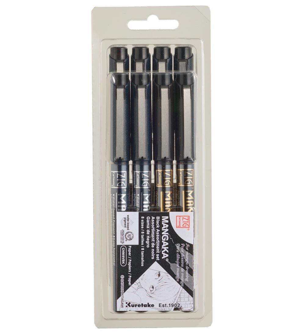 Zig Tuschen - Cartoonist Mangaka - 8 Größen - Schwarz - Zig - One Size - Filzstifte Zig Tuschen - Cartoonist Mangaka - 8 Größen - Schwarz - Zig - One Size - Filzstifte von Zig